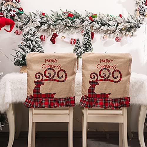 Изискана Коледна Декоративни Подаръци, Коледни столове, Комплект от 2 на Седалките на облегалката на стола, Подвижни Моющийся
