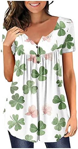 Върховете на Деня на Св. Патрик, Дамски Ризи-Туники с Къс Ръкав, Забавни Тениски с Изображение на Ирландския Централи, Блузи и Плисирани