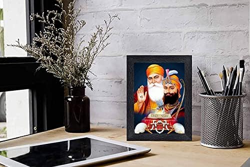 BBRATS Guru Nanak с душ (10) Религиозни дървени рамки Guru с Акрилен лист (на стъклото), за да се Поклонят /Пуджа (фото рамка,