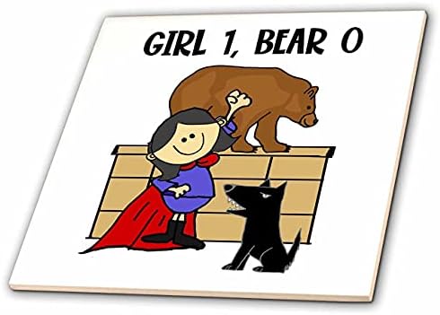 Триизмерна забавно момиче-супергерой спасява куче от кафявата мечка от картун Score (ct_349027_1)