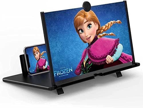 12Екранна лупа за мобилен телефон – Проектор с увеличителем на екрана HD 3D за гледане на филми и игри – Сгъваем държач за мобилен телефон