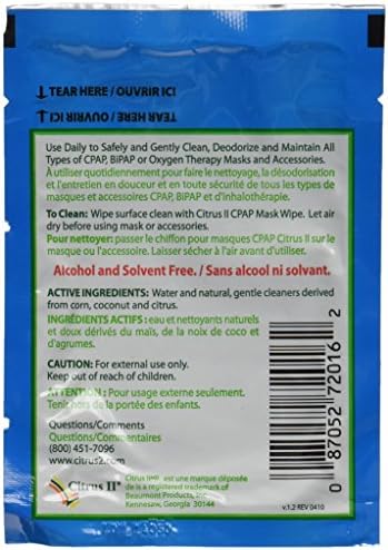 Кърпички за маски Citrus II Travel CPAP, 12 Салфетки