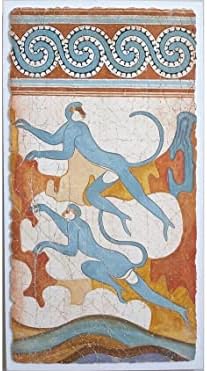 Сините Маймуни Стенопис Акротири 17 Век Музей Фира На Остров Санторини Копие На Картини