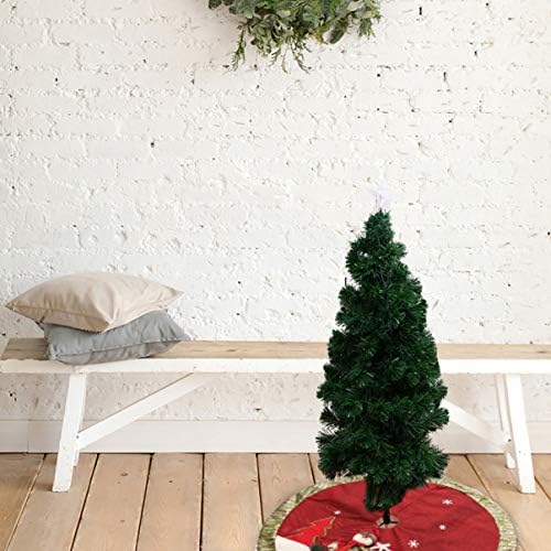 Amosfun Сплетен Декор Пола за Коледната елха, Снежен човек Пола За Коледно килимче За Коледно украшение За Празнични Партита