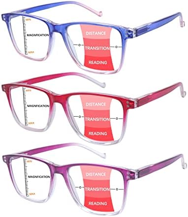 COJWIS, 3 опаковки Прогресивно многофокусных Очила за четене, Нападение от Синя Светлина, за Жени, Мъже, Компютърни Ридеры с