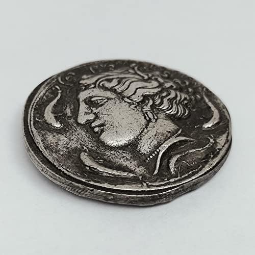 [Пазител на рак] Точно копие на гръцката Сребърна монета Лунна Богиня Артемида Дърворезба на монетата