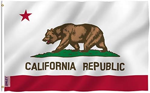 Флаг на щата Калифорния Anley Fly Breeze размер 3x5 Фута - Ярък цвят и защита от избледняване - Платно заглавие и двойна