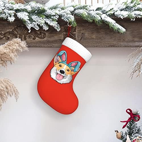 Waymay Великден Бъни Corgi Коледа На Отглеждане 18 Инча Коледен Окачен Чорап Класически Празнични Украси Чорапи