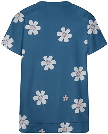 Дамски Блузи с къс ръкав, Цветен Блок, Графични Блузи Свободно, Намаляване, Ризи с кръгло деколте, Шарени Есенни и Летни Блузи 2023 NI