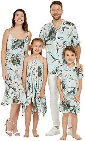 Подходяща Семейна Хавайски облекло Luau за Мъже И Жени За Момичета и Момчета в Тънък светло син цвят Cereus