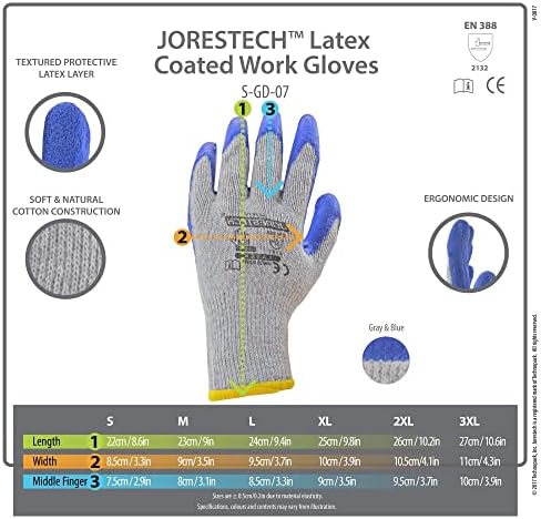 Предпазни работни ръкавици JORESTECH от сив трикотажного памук със синьо латексово морщинистым покритие Опаковка от 12 GD-07 (Размер