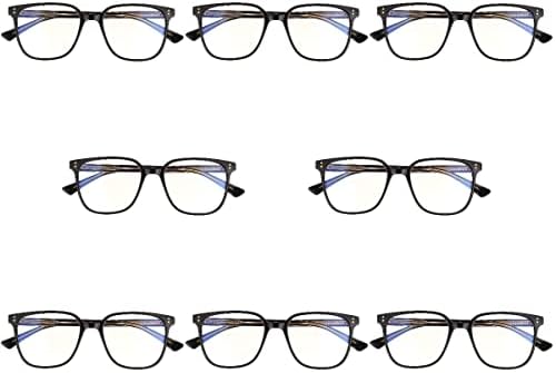 DOITOOL Home Tool 8 бр. Силни Очила TR90 с Анти-Синя Светлина, Квадратни Оптични Очила Унисекс
