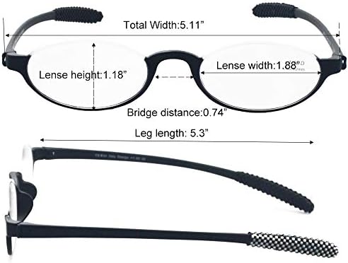 Гъвкави Очила за четене, Лесен Карти (От Еластична пластмаса) в Полукръгла Рамки с Лунен Увеличението за мъже и Жени