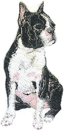 Невероятни портрети на кучета по поръчка Бостън териер ]Индивидуален и уникален] Бродирана желязо /Пришитый кръпка [3,5 * 4,5]