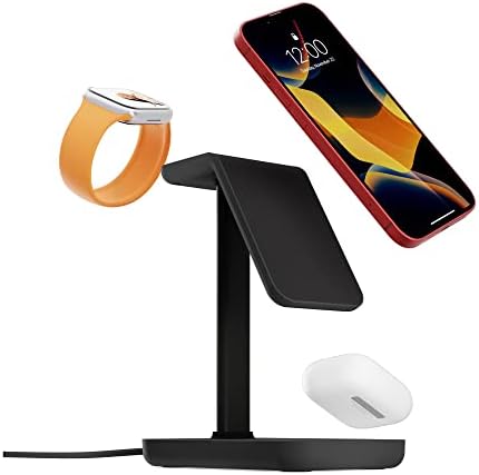 Магнитна зарядно устройство Twelve South HiRISE 3/3 в 1 за iPhone, AirPods и Apple Watch + 5-крак USB кабел-C (черен)