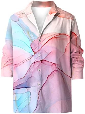 ayaso Ризи с дълъг ръкав за мъже, върхове с цветен блок, блуза, копчета и яка-багажник, по-големи размери, приталенная риза обичайното