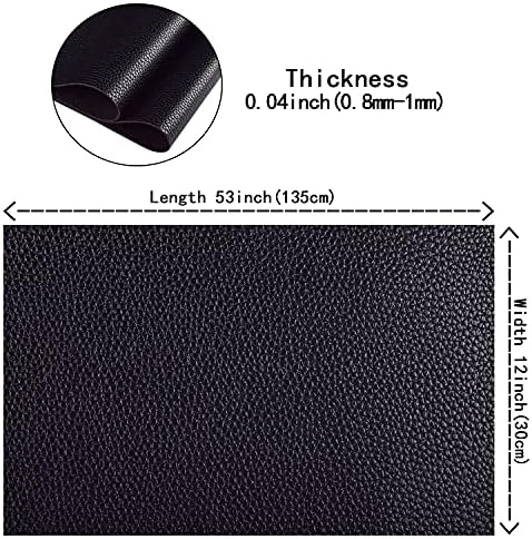 HGUAN Обикновена черни листа от изкуствена кожа 12 X 53 (30 cm x 135 см), изключително подходящи за производството на кожени обеци, бантов и занаяти собствените си ръце (черен)