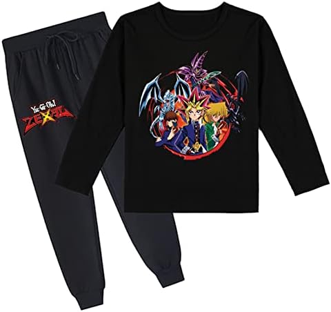 AteeCP/ Спортен Костюм с дълги ръкави в стил Аниме За деца, Комплекти от 2 теми, Тениска с кръгло деколте Yu-Gi-Oh + Спортни