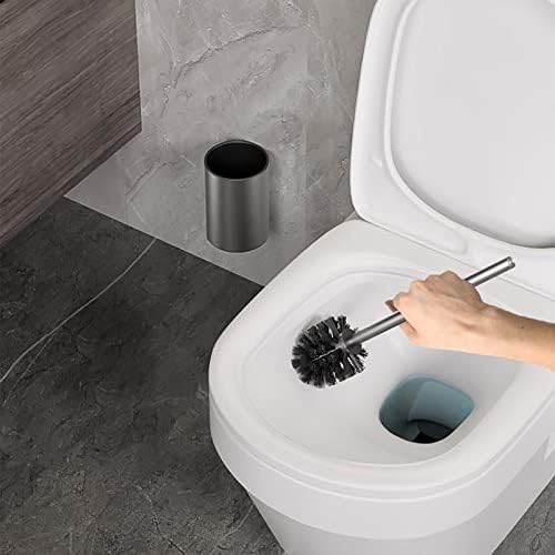 Четка за тоалетна Qiopertar Deluxe с Титуляра, Четка за Тоалетна от неръждаема Стомана, Модерна и Компактна Четка за почистване на
