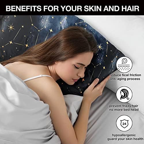 Коприна Калъфка с принтом FELYSIK Galaxy Constellation за коса и кожа - Стандартни калъфки за възглавници 20 x 26, 22 Momme от