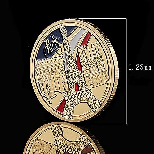 Декоративна Позлатена монета Копие Колекция от Възпоменателни монети, Франция, Айфеловата кула, Триумфалната арка, 100-годишнината
