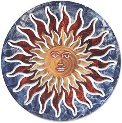 Next Gardena 3D Монтиране на изкуството от метал - Стенен декор Усмихнато слънце – Ръчна изработка в САЩ за използване на закрито