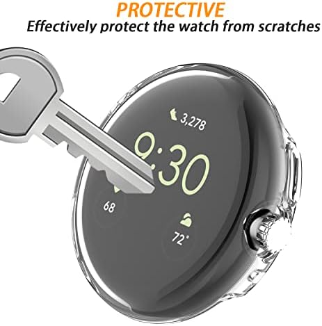 [2] Защитен калъф NOOETAH TPU за екран, който е съвместим с Google Pixel Watch (розово злато + прозрачен)