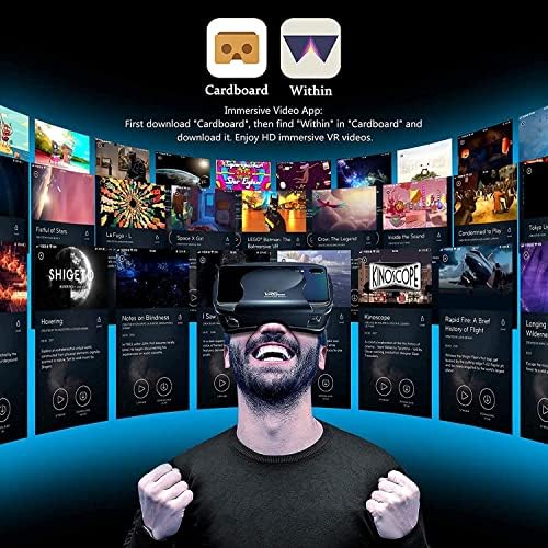 Слушалки виртуална реалност с контролер, Очила за виртуална реалност, Съвместими с 5,0-7,0 инча iPhone и Android, Слушалки виртуалната