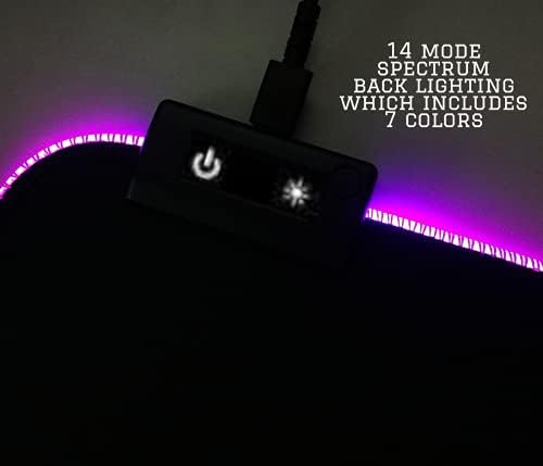 Epic Изнася аниме RGB LED Разширено Голям Геймърска подложка за мишка с 14 видове осветление и 7 цветя, повърхност от микрофибър,