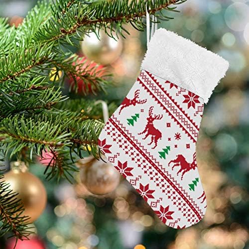 Коледни Чорапи ALAZA с Геометричен Модел във формата на Лос, Снежинки, Класически Персонализирани Малки Чулочные Украса за Семейни празници,