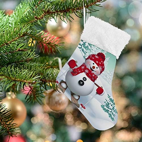 Коледни Чорапи ALAZA, Забавен Снежен човек, Ски-Класически Персонализирани Малки Чулочные Украса за Семейни празници, Определени