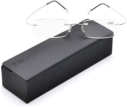 Очила за четене без рамки от титан с ефект на паметта и Неръждаема Стомана с Бели лещи 1004