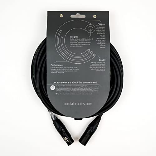 Трайно балансиран микрофон кабел CORDIAL Peak премиум серията Road - от 3-полюсного конектор XLR до 3-полюсного конектор XLR, 8 фута.