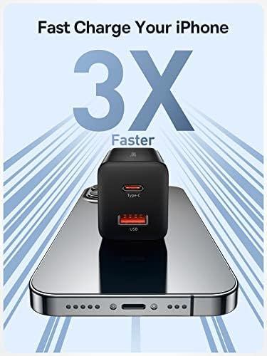 Блок зарядно устройство Baseus 30 W с два USB порта C и 100 W USB Кабел C-C USB с дължина 6,6 фута