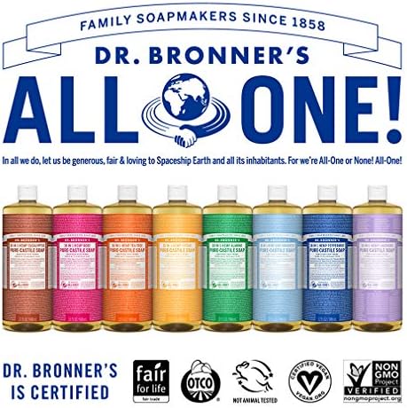 Течен сапун Dr. Bronner's -Pure-Castile (Мента, 32 грама, 2 опаковки) - Произведено на базата на органични масла, на 18-в-1 на Приложение: