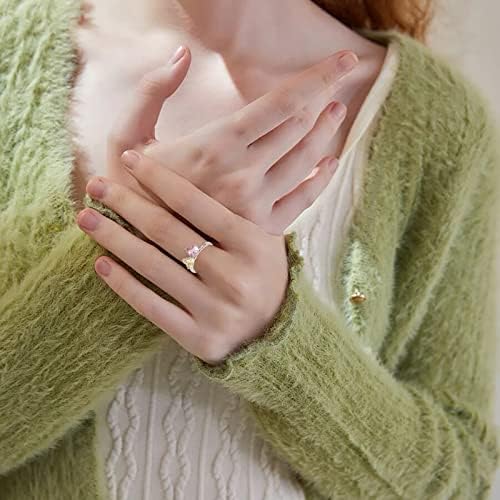 Евтини пръстени за жени Прости Пръстен със стилен и изискан дизайн, подходящи за различни случаи (Розово, 7 цвята)