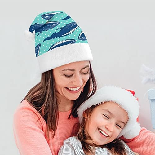 Сините китове, коледна шапка в бяла точка, персонални шапка на Дядо Коледа, забавни коледни декорации