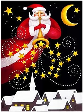 Дядо Коледа 5D направи си САМ Комплект за диамант живопис, Разкриващ Звезди в Нощното небе, Бродерия на кръстат бод, Пълен Комплект Диамант