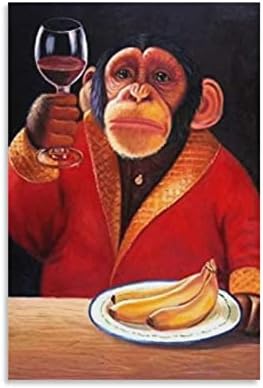 Абстрактни Художествени Картини на Платно Картини Животно, Маймуната Шимпанзе Пияница Вино Пушачите Стенно Изкуство Живопис P Печат върху