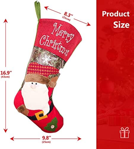 DoreenBow/ 3 опаковки, Коледни Чорапи, 17Големи Висящи Чорапи за Камината Чорапи Коледна Елха, Дядо коледа, Снежен човек,