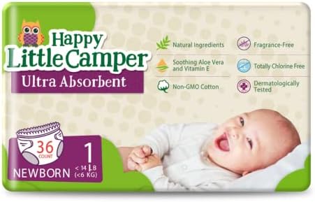 Хипоалергенна Органични Бебешки Пелени за Еднократна употреба Happy Little Camper, които не съдържат хлор, за защита на Чувствителна