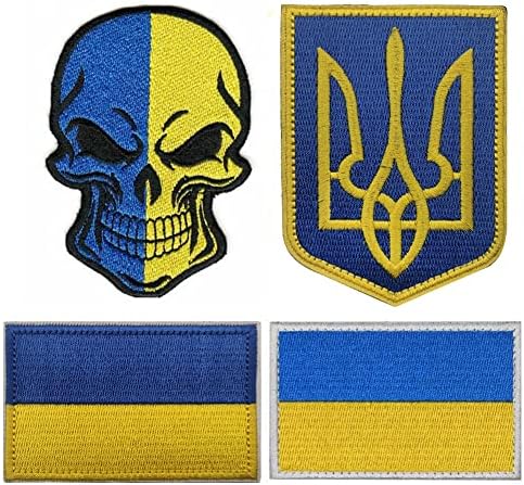 Kseen 4шт Знаме на Украйна морала Бродирани Ленти Закопчалката на една Кука и Контур на Украинската Тактическа Военна Апликация