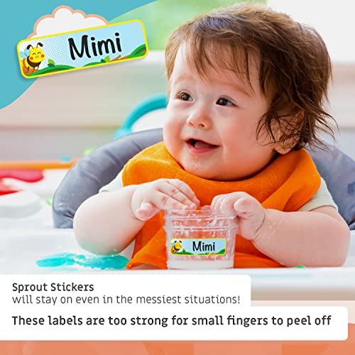 Етикети Sprout, Етикети за бебешки шишета за деца и бебета - 96 етикети за детска градина - Водоустойчива етикети за деца
