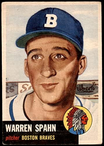 1953 Topps 147 Уорън Спан Бостън/Милуоки Брейвз (Бейзболна картичка) VG Braves