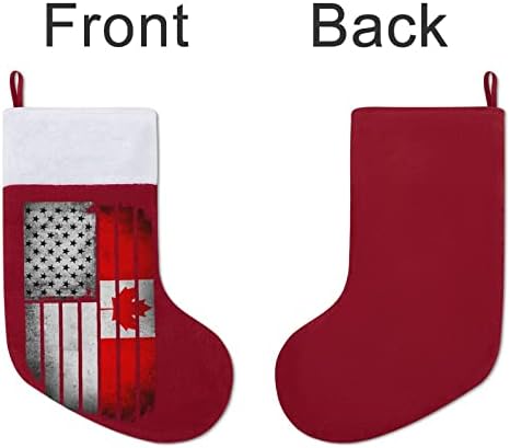 Коледни Чорапи с Черни Флага на САЩ и Канада, Отглеждане, Коледна Елха, Украса, Дядо Коледа, Висящи Украшения за Празника на