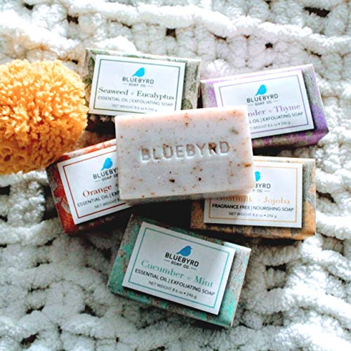 BLUEBYRD Soap Co. Комплект от 5 блокчета Отшелушивающего сапун с етерично масло | Подарочное Естествена Веганское сапун с аромат