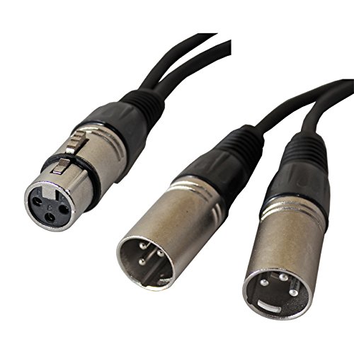 Сплитер кабел XLR Y: 3-пинов, черен (6 фута, от контакти 1 до 2 штекеров)