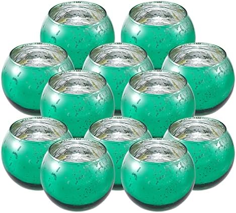 FORYILLUMI 12 Опаковки 2 унции Буркани за свещи във формата на топка, Комплект стъклени Буркани, Кутии за Коледни Свещи, Контейнер за Свещи,