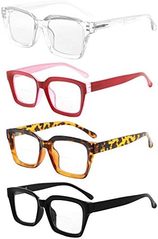 Eyekepper 4 опаковки Бифокальных Слънчеви очила за Жени за Четене под Слънцето Стилни Бифокални Ридеры с Тъмни лещи Голям размер