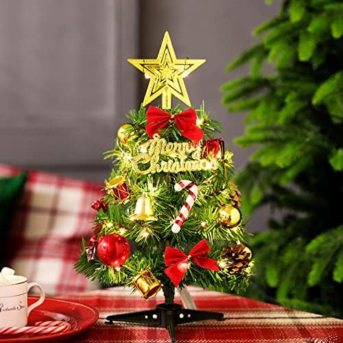 HIJNX Настолен Мини-Комплект за Малката Коледната Елха със светлини, Коледни Украси, Аксесоари за Коледна украса TypeB (warmyellowlight)